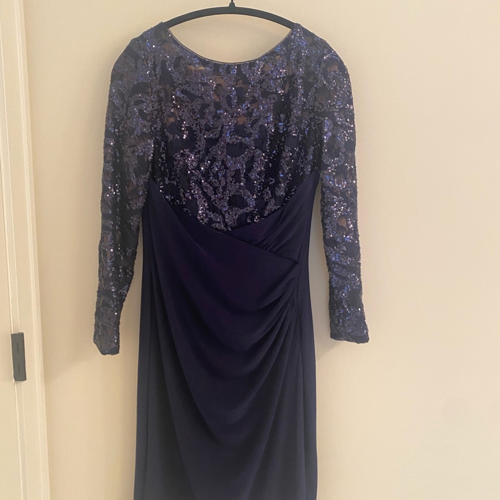 Ralph Lauren Midnight Blue Sequin Long Sleeve Dress